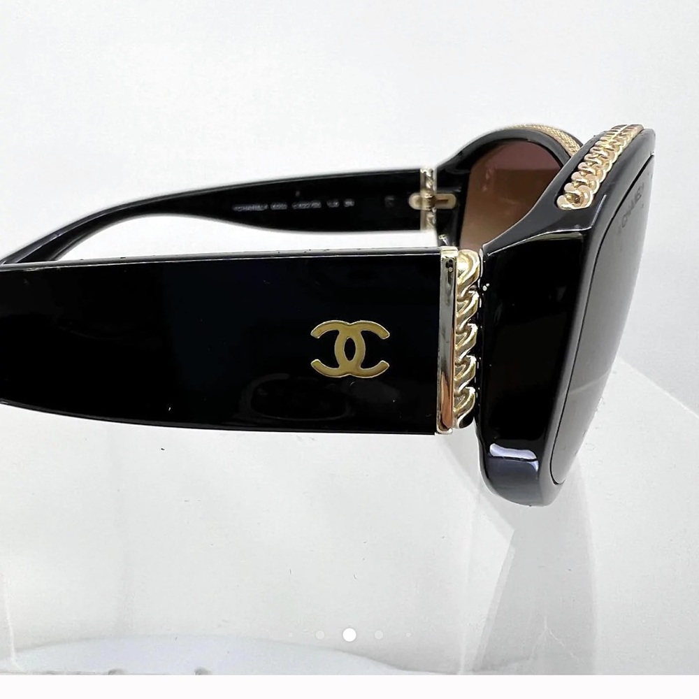 Authentic Chanel Black & Gold chain Sunglasses